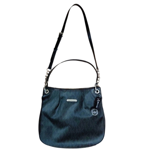 Michael Kors Jet Set Travel Messenger Crossbody MK Signature Black & Gray - Picture 8 of 10